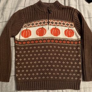 Janie and Jack Brown Pumpkin Fair Isle Sweater